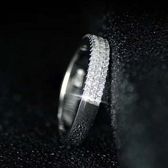 New Silver Three Rows Engagement Ring - Picture 4 of 6